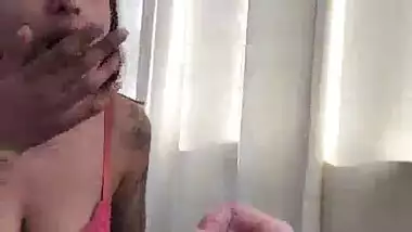 Indian teen slut gags on white cock