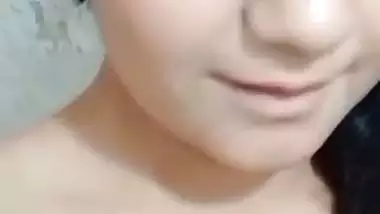 Gorgeous girlfriend naked boobs show selfie for lover