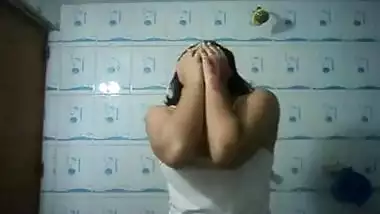 Horny indian stripping for shower