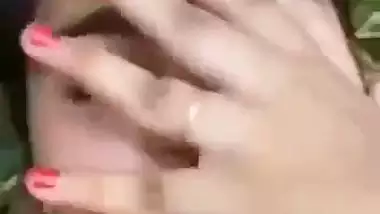 Village girl on grass field in outdoor sex with lover