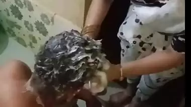 My girlfriend bathing me